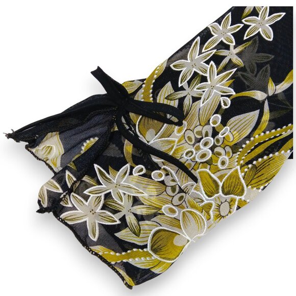 Design Works- Women's Top-Black, Green-White floral- PSMALL-Lined 3/4 Sleeve - Picture 7 of 14